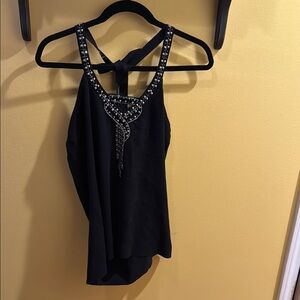 White House Black Market 
Embellished Black Halter Top